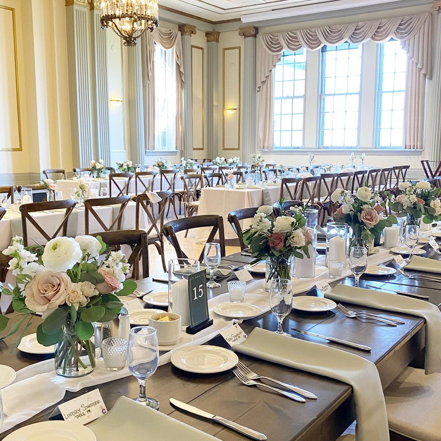 Forty beautiful tables filling the Great Hall