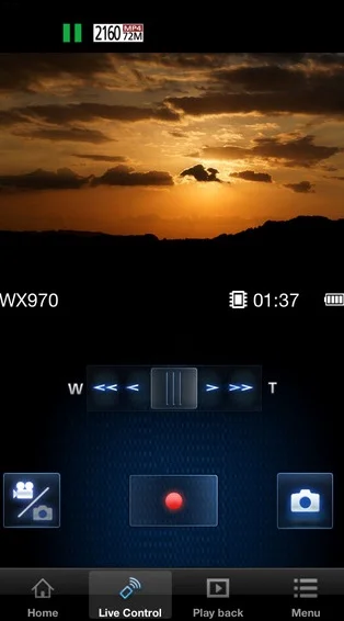 Screen shot from the Panasonic Image App