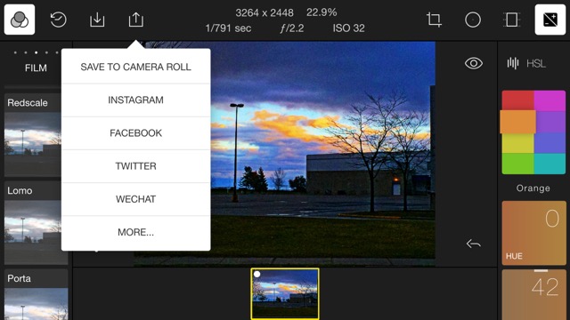 Exporting images from Polarr on your smart device