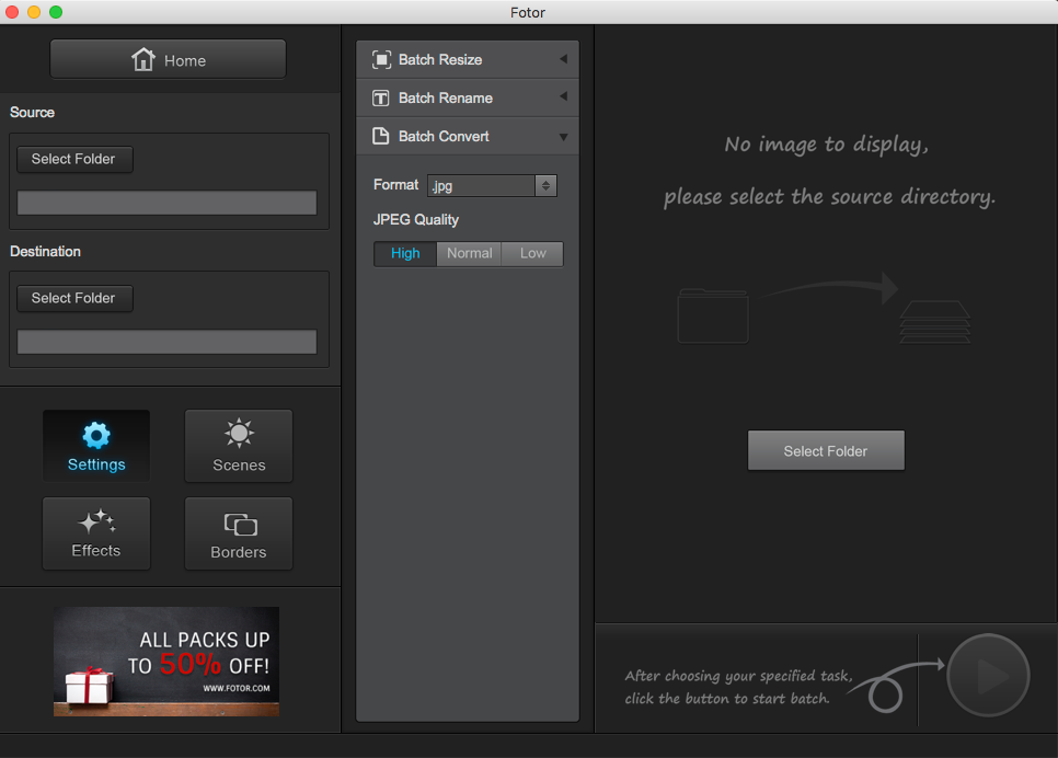 Load your batch, select your alterations, pick a destination and let it rip