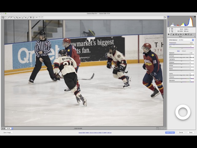 Screen capture from iPad 3 using Astropad to operate Adobe Camera RAW