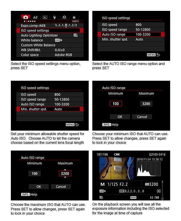 Menu options as displayed on a Canon 5Ds menu