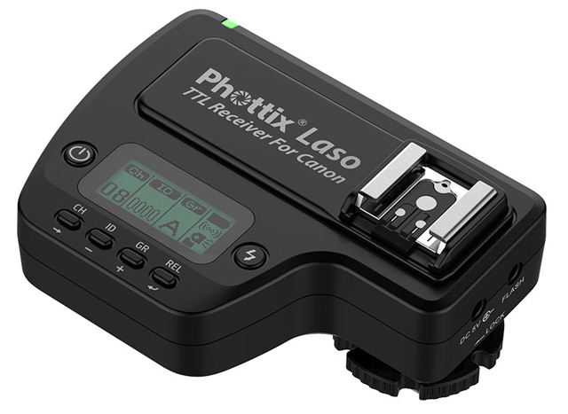 The LASO receiver - Works with all Canon non-radio TTL flashes and tested well with several off brand flashes although such devices are not officially supported