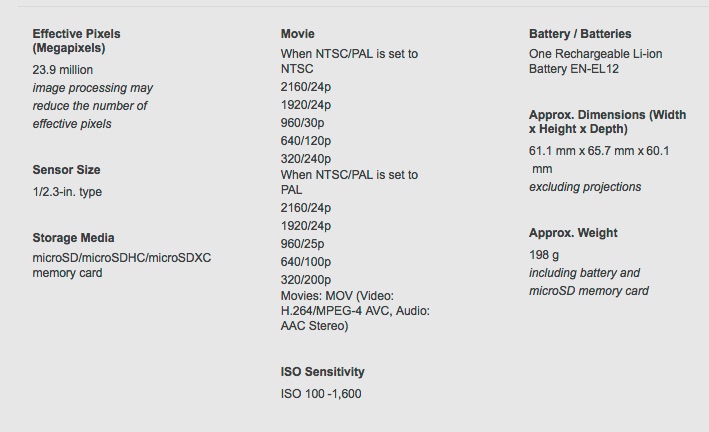 KeyMission 360 Specifications