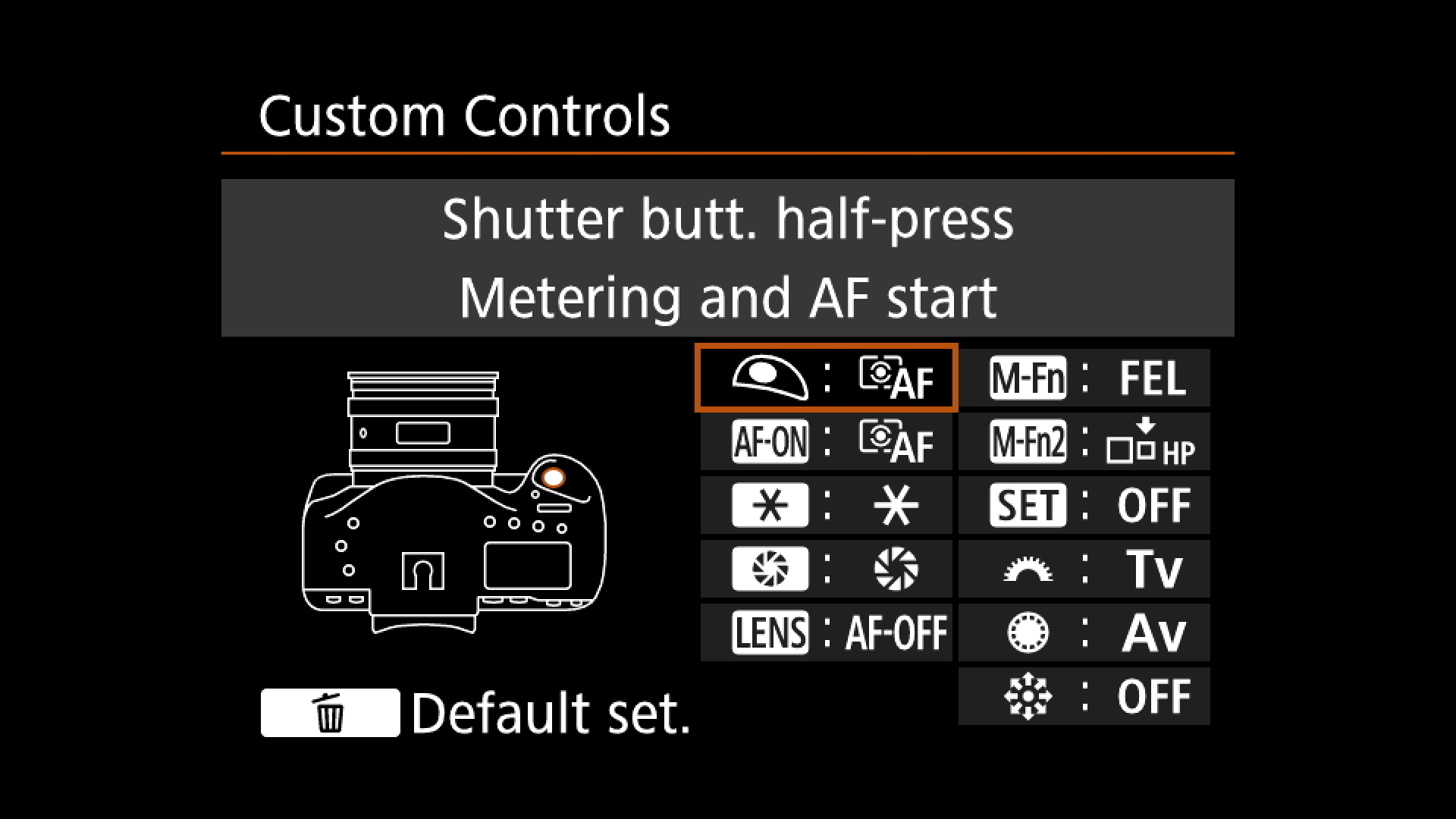 Step Two : find the setting for the shutter release