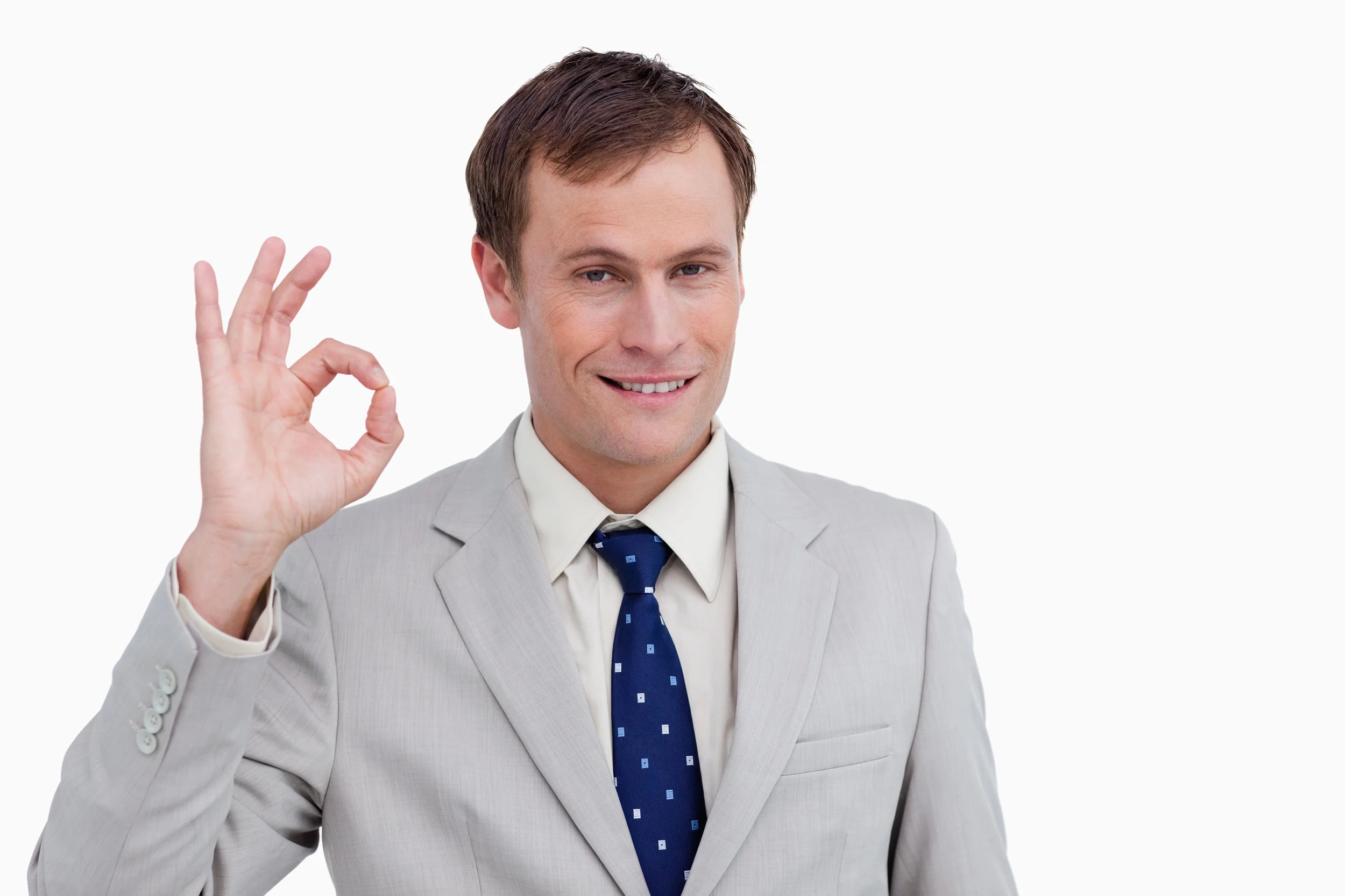 Close up of smiling businessman giving his approval