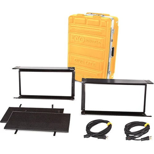 My personal fave, but hardly appropriate for non-production use. This is a travel kit with two Kino Flo Diva Lite 20 units. About $4230 USD It has full DMX wireless support for control from a lighting station and continuously variable colour from 2700K to 6500K. A couple of these sets and you can light most anything.