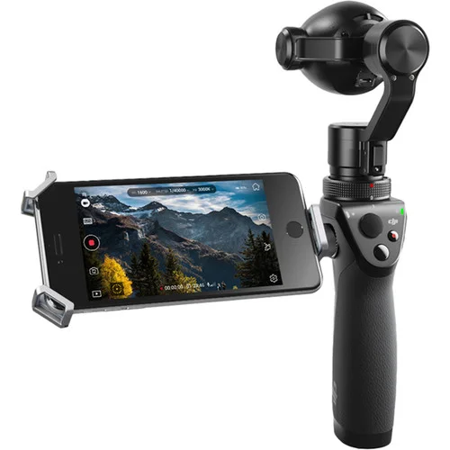 OSMO+ layout with the smartphone in the collapsible cradle