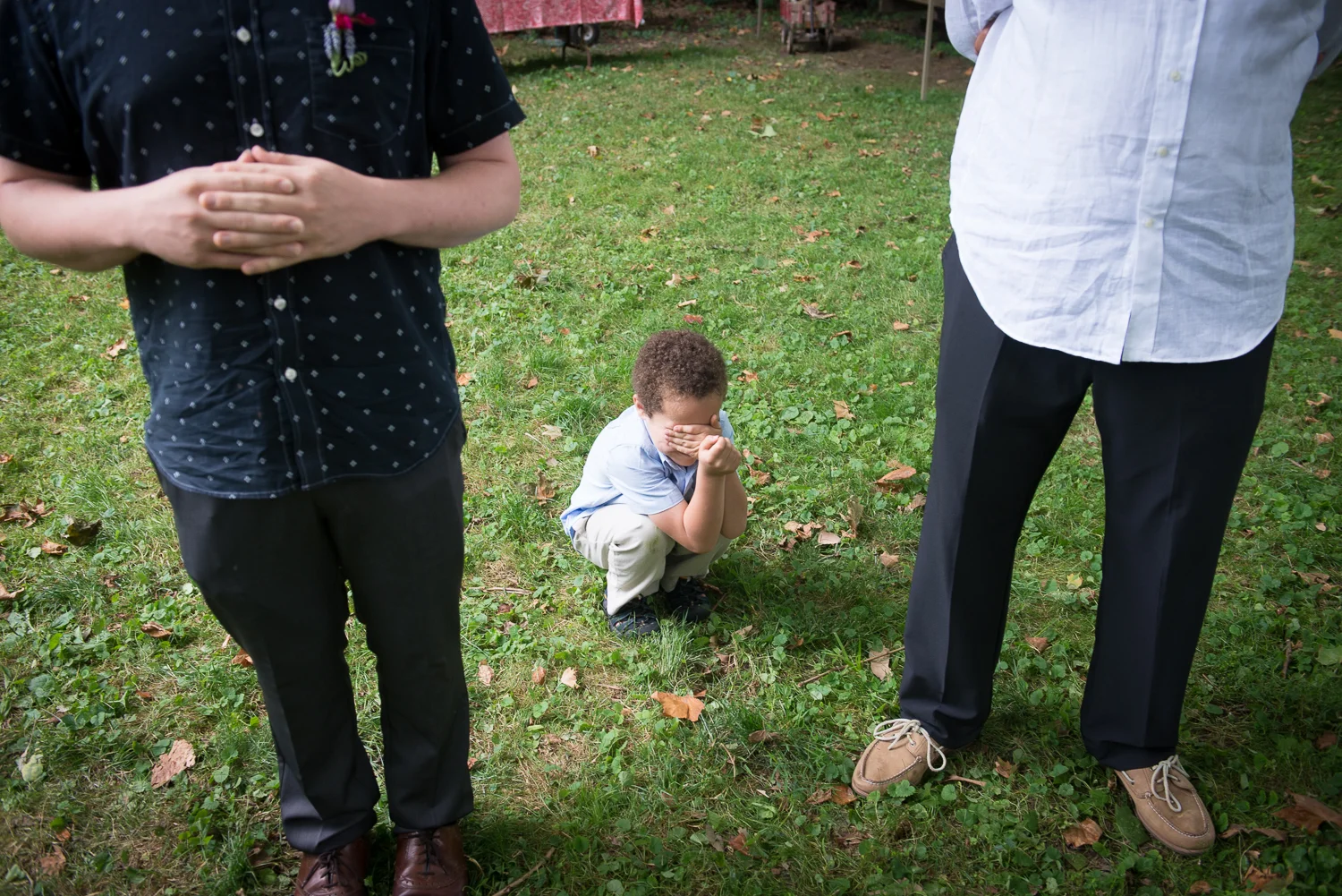 Aaron's nephew Theron covers his eyes at overt displays of affection.
