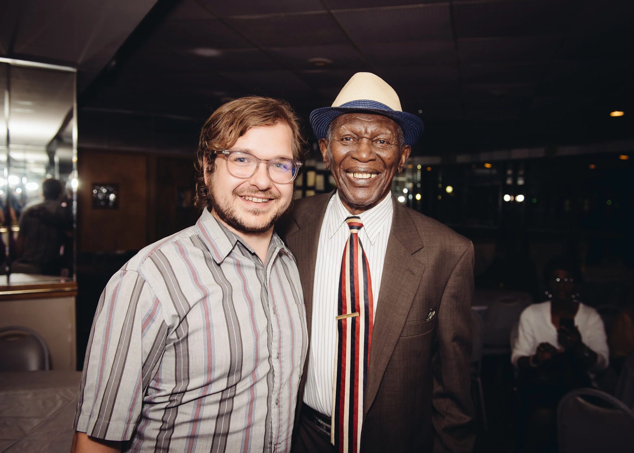 Thom (my partner) with the man of honor. Mr. Chambers was Thom's age in 1947.