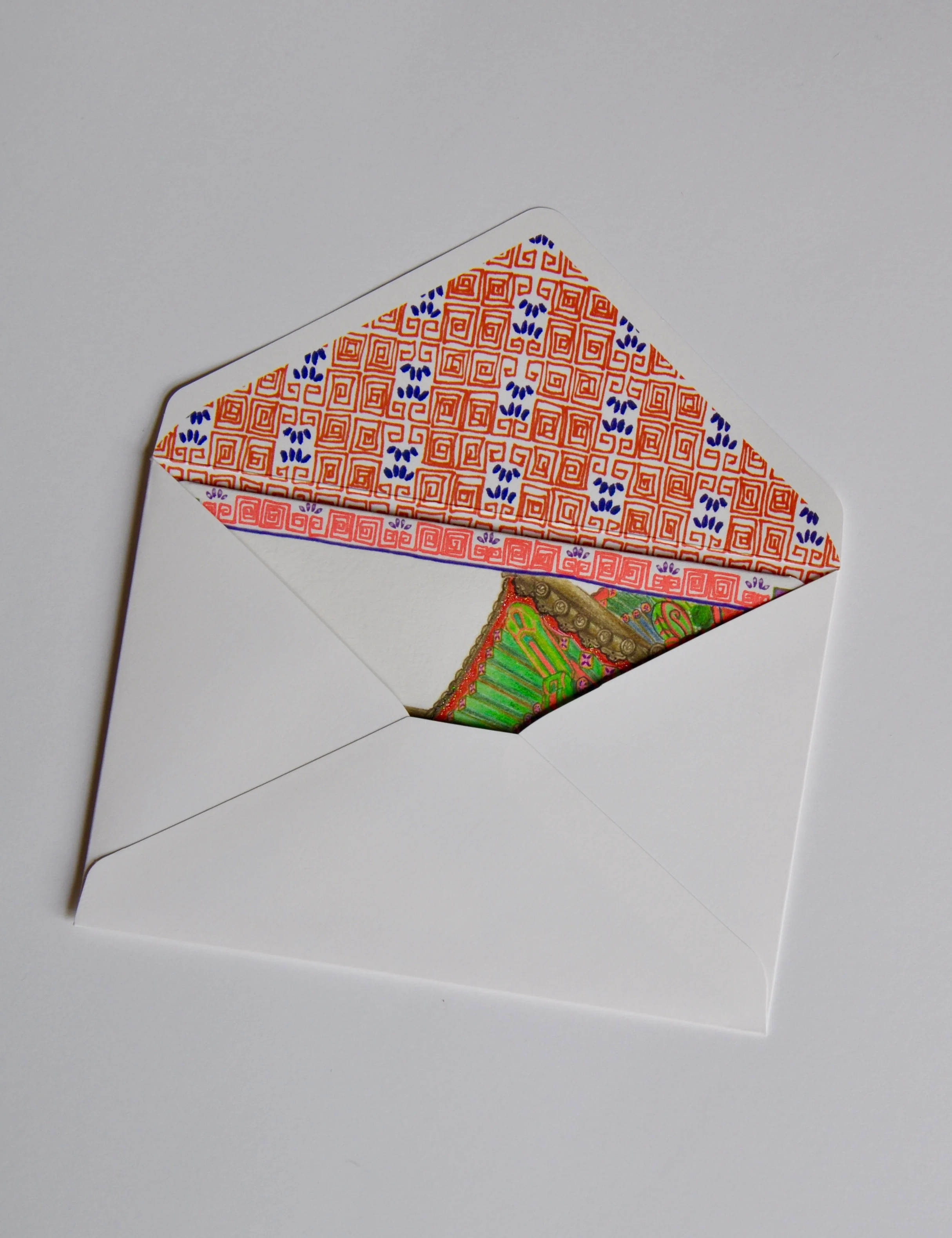 Royal Pagoda inside Envelope Greeting Card by Ningshu Fang Shanghai Dragonfly