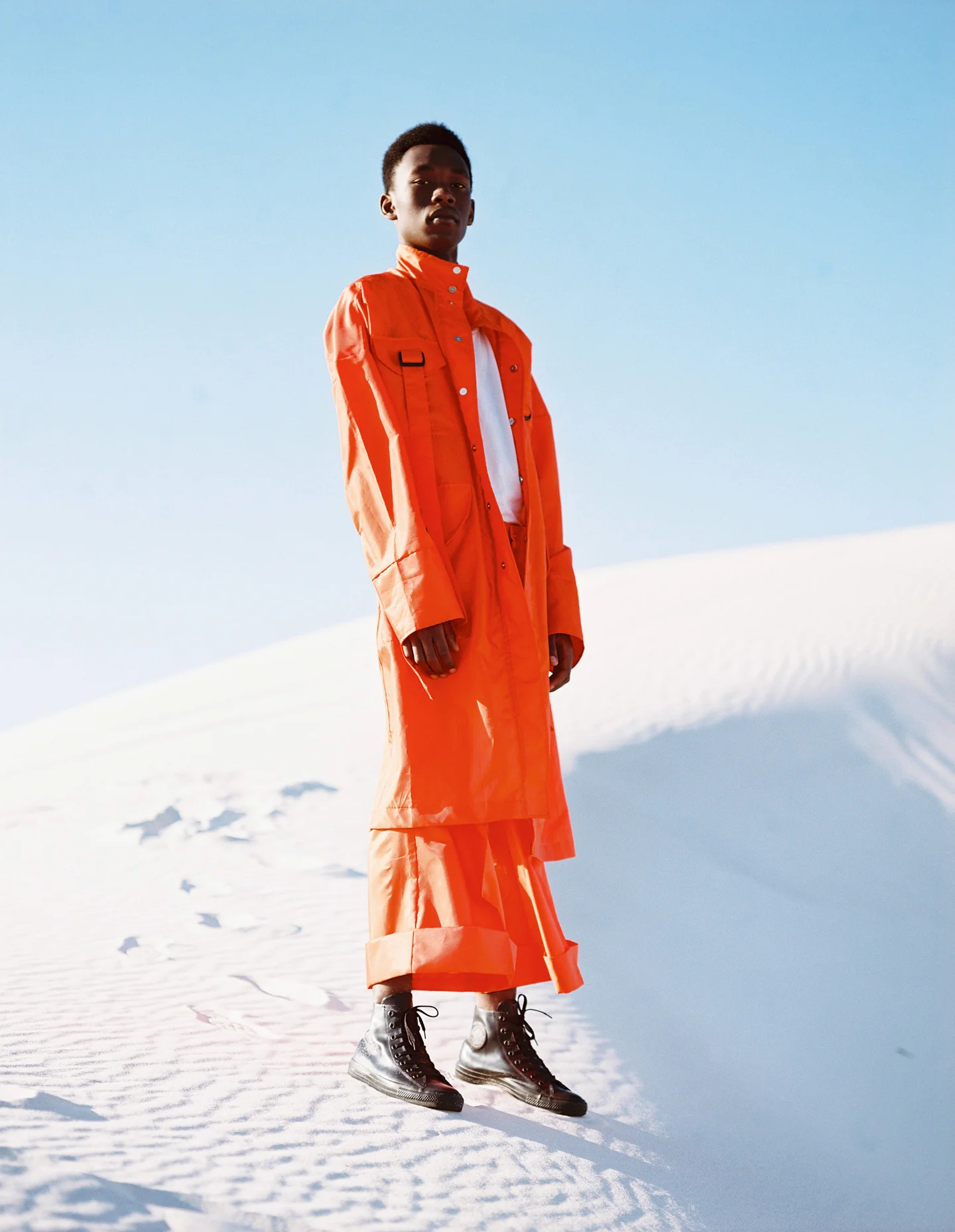 Gandhi wears full look, Rich Mnisi; t-shirt stylists own