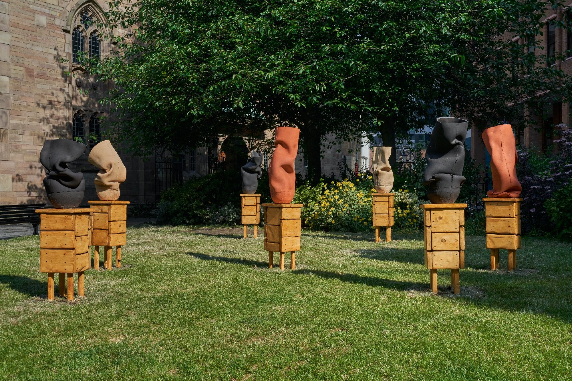 Ranti Bam, Ifas, 2023. Installation view at St Nicholas Church Gardens, Liverpool Biennial 2023. Photography by Rob Battersby. Courtesy Liverpool Biennial