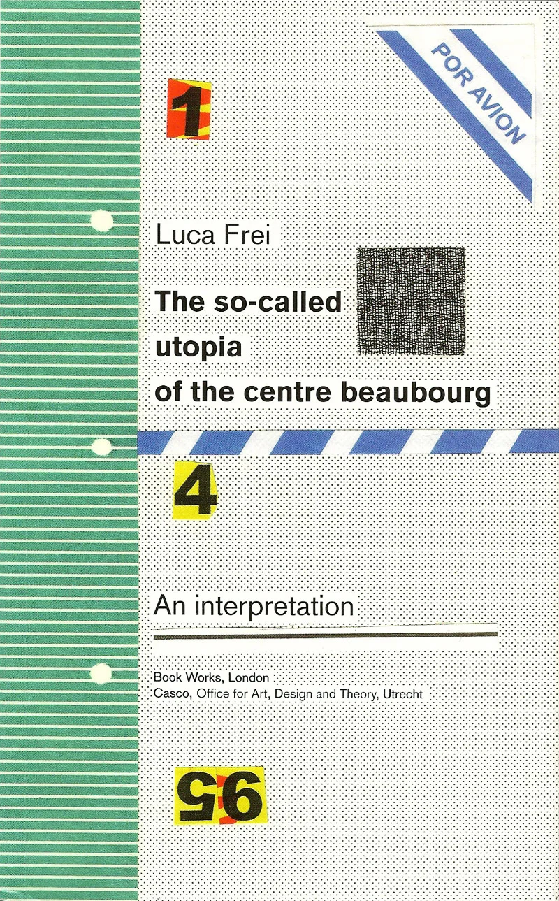 Appearing under the pseudonym Gustave Affeulpin in 1976, and coinciding with the inauguration of the Centre Beaubourg in Paris, Albert Meister’s fictional text La soi-disant utopie du centre Beaubourgimagines a radical libertarian space submerged beneath the newly erected center-piece of French Culture. In a world turned upside down, the seventy-six storeys submerged beneath the official centre for culture provide a platform for alternative modes of work and creation. Reporting, in sometimes hysterical, sometimes more poetic language, and with tongue firmly in cheek, the narrator recounts the vacillations of free organisation, in a satire that never takes its eye of the main target: state sponsored culture. This is the first translation and publication of La soi-disant utopie du centre Beaubourg in English, a project undertaken by the artist Luca Frei as an attempt to both revitalise a significant cultural treatise incorporating many elements of Meister’s sociological thinking, and to reflect upon the subjective role of the artist in transferring ideas from one cultural framework and era to another.