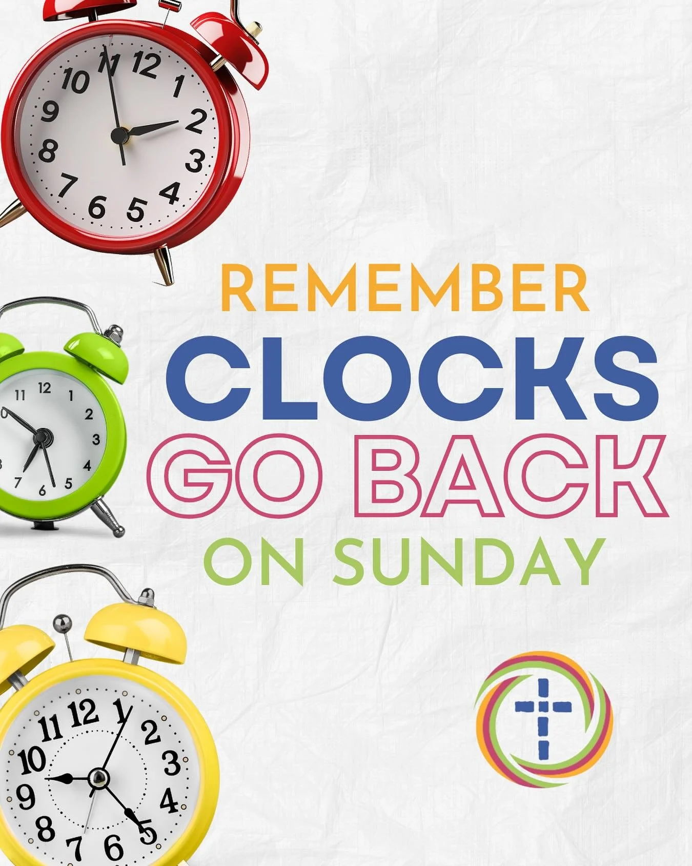 Remember the clocks to back by one hour this weekend! 

All welcome to our 9.30am or 11am Sunday services after your extra hour in bed!