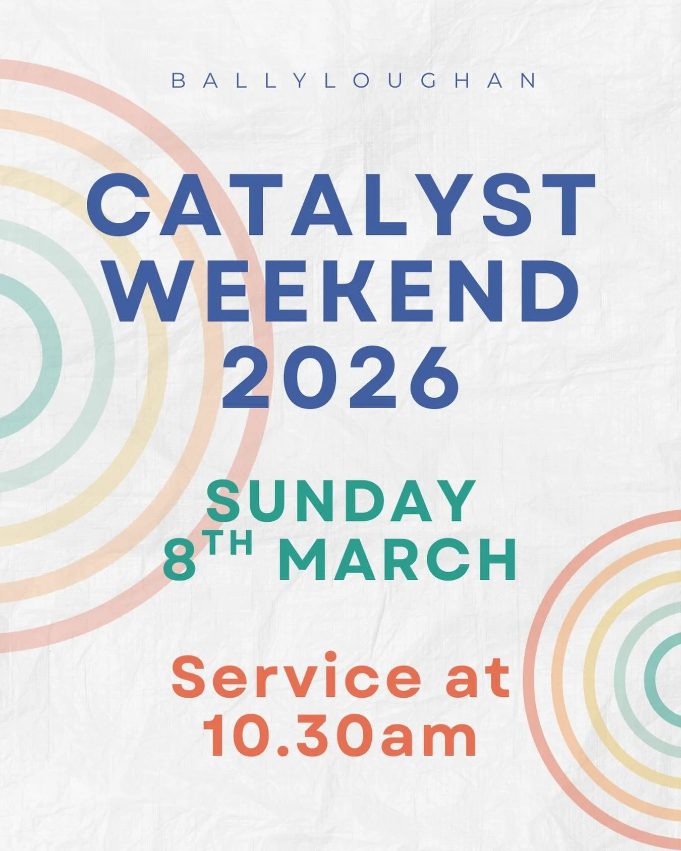 Remember just 1 service this Sunday at 10.30am as part of our church Catalyst weekend! 

All welcome on Sunday!