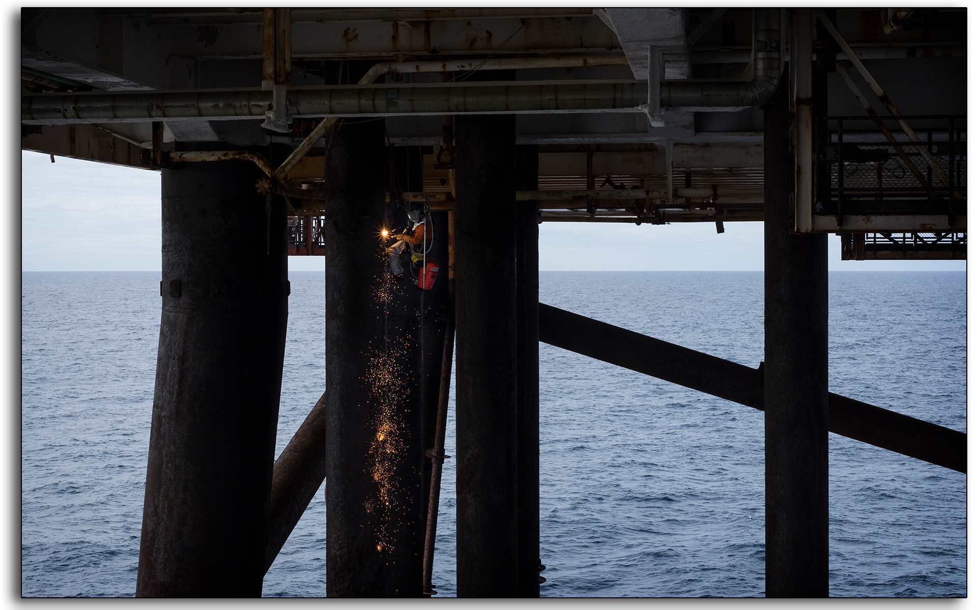 welding on the ropes, rope access, IRATA, abseiling, industrial, lee ramsden, BP Miller, oil and gas rig, north sea, offshore, employment, redundancies, oil and gas industry, BP, Petrofac.jpg