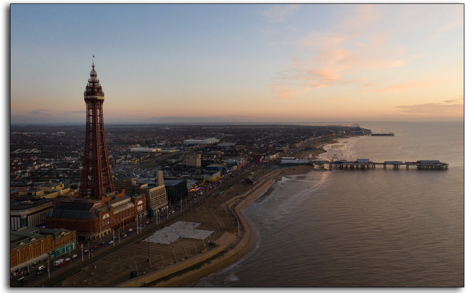 Blackpool, Tower, Lancashire, Sunset, Drone, Photography, DJI, Mavic pro, Professional, Lee Ramsden, Fylde, golden mile, promenade, sunset.jpg