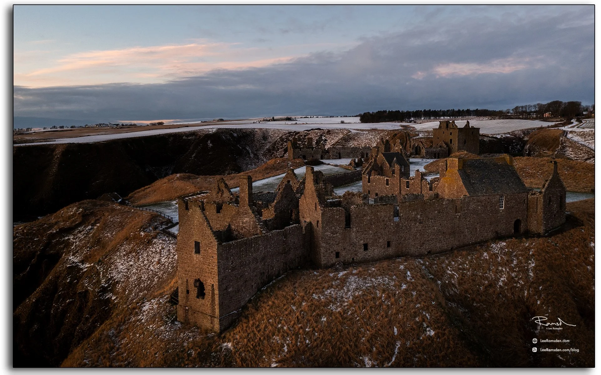Dunnottar Castle Sunrise – Drone Photography in Stonehaven, Scotland