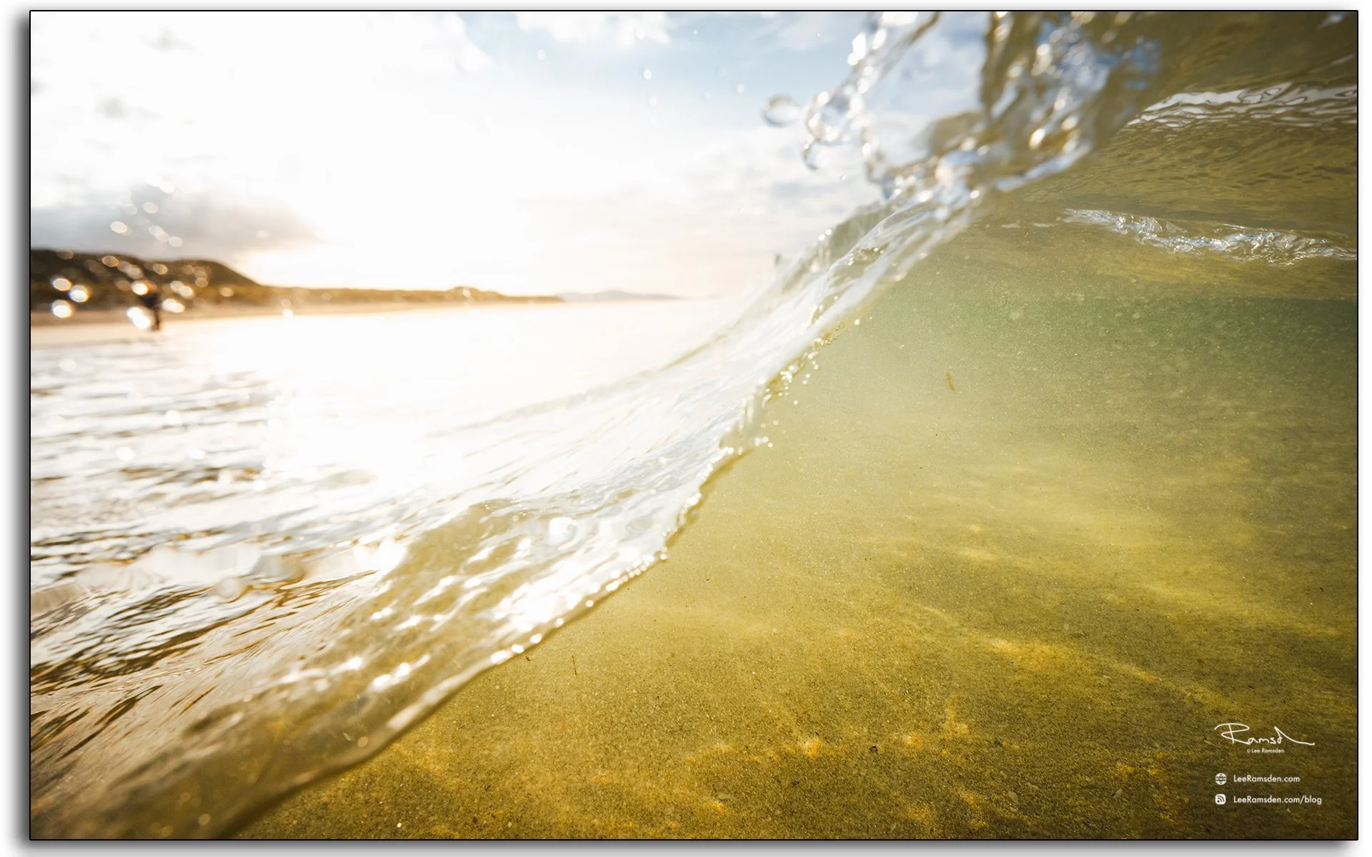 Crystal clear wave breaking in shallow water on Luskentyre Beach, Isle of Harris, Outer Hebrides, Scotland