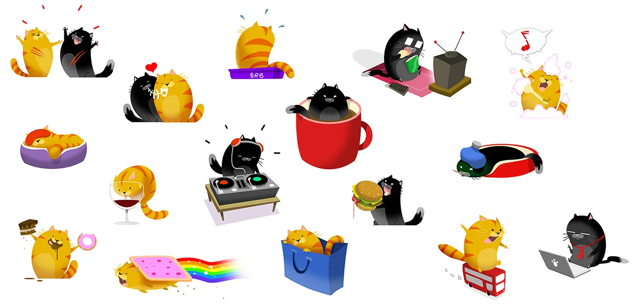 Fat Cats - sticker set for PopJam app