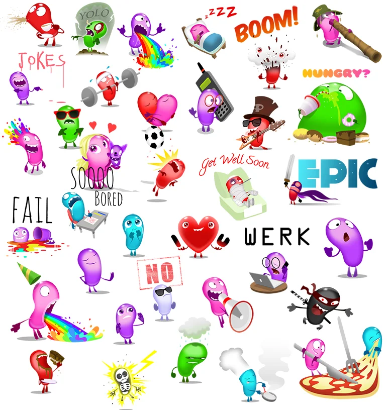 Selected favourites from in-app jelly beans sticker set