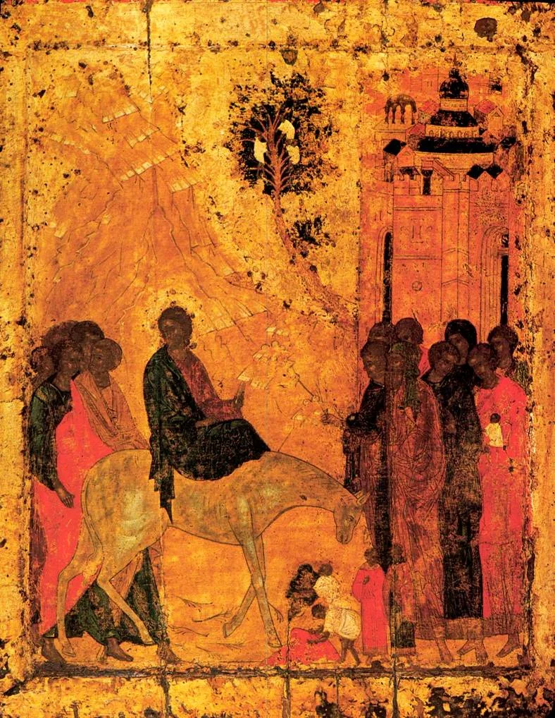 Triumphal Entry into Jerusalem, byzantine icon (Cathedral of the Annunciation, Moscow)