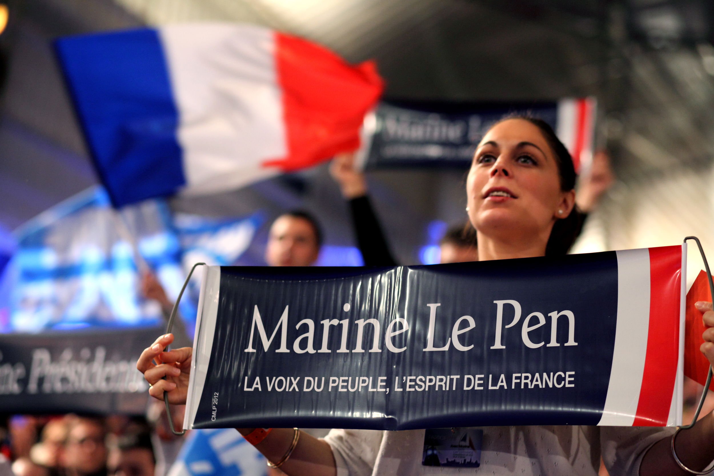  Reportage pendant les présidentielles 2012.&nbsp; Meeting de Marine Le Pen à Lille le 19 février 2012. 