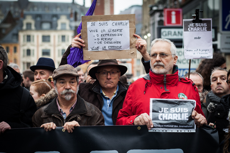  Reportage sur la manifestation de soutien national, suite à l'attentat perpétré à Paris dans la rédaction de Charlie Hebdo.&nbsp;  Lille, 10 janvier 2015. 40 000 personnes.&nbsp; Publié sur le site de dailynord.fr 