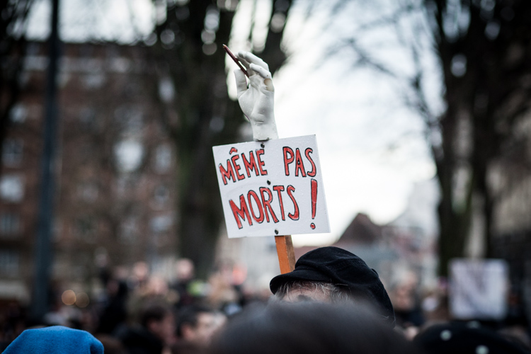  Reportage sur la manifestation de soutien national, suite à l'attentat perpétré à Paris dans la rédaction de Charlie Hebdo.&nbsp;  Lille, 10 janvier 2015. 40 000 personnes.&nbsp; Publié sur le site de dailynord.fr 