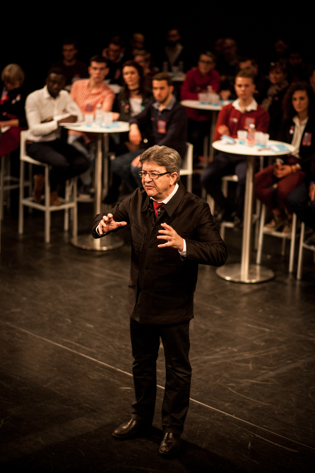  Jean-Luc Mélenchon, le candidat de la France insoumise était en janvier au théâtre municipal de Tourcoing pour défendre son programme: partage des richesses, loi travail, fiscalité.  Publié dans L'Humanité 