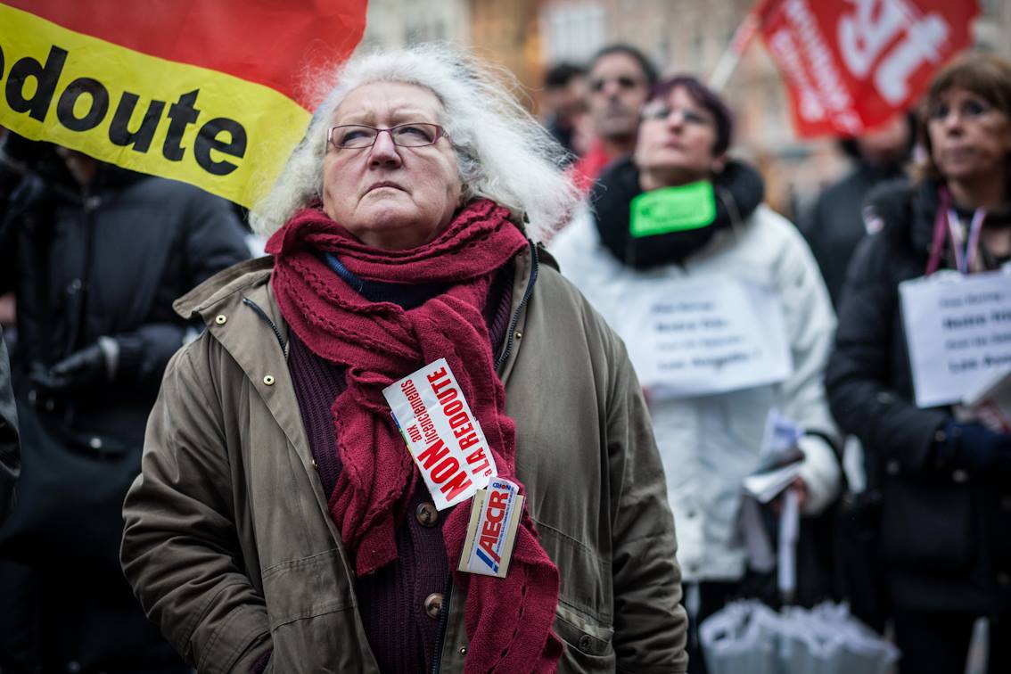  Manifestation des salariés de la Redoute à Lille pour la défense de leur emploi.  nov. 2013 