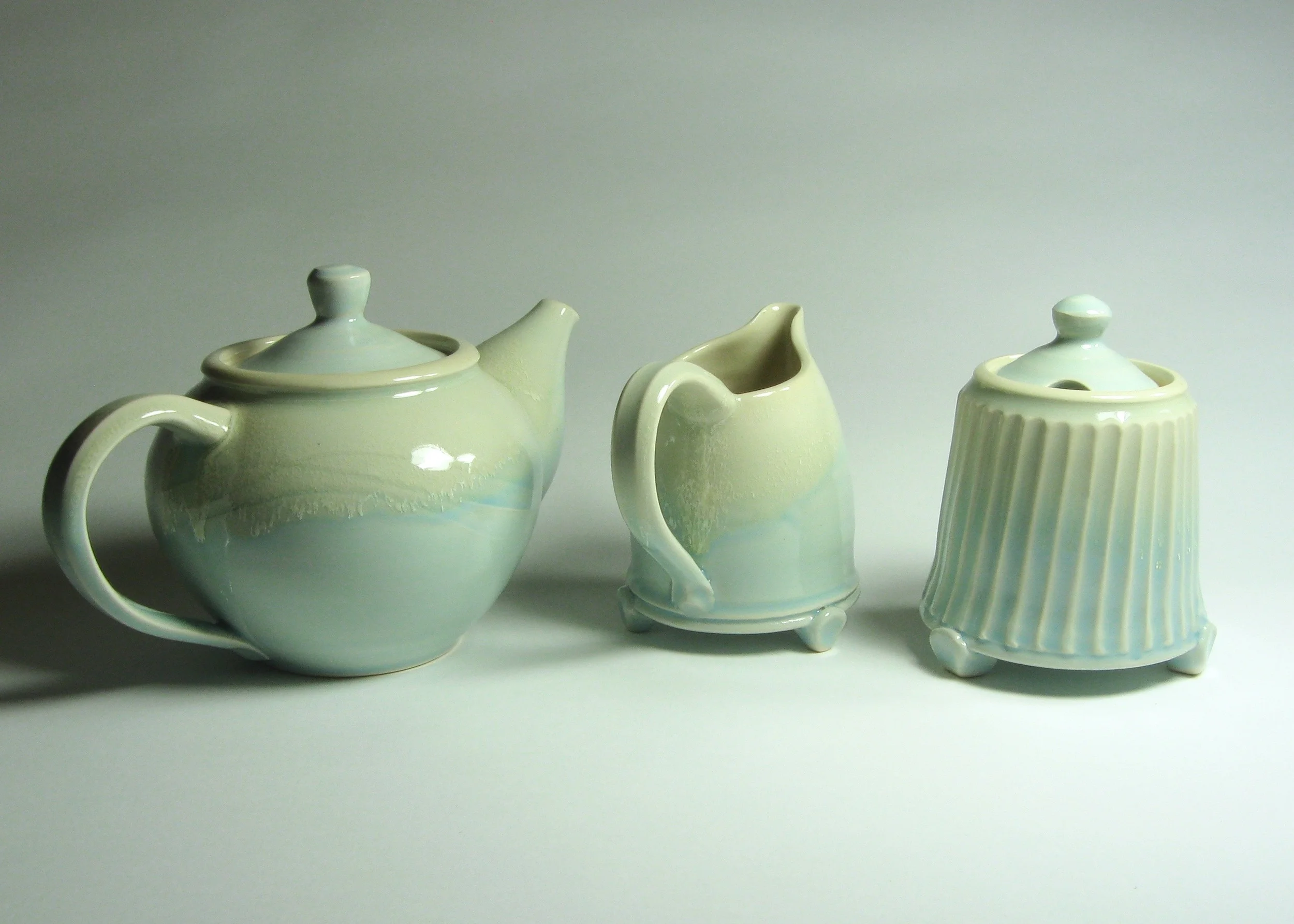Blue and cream tea set