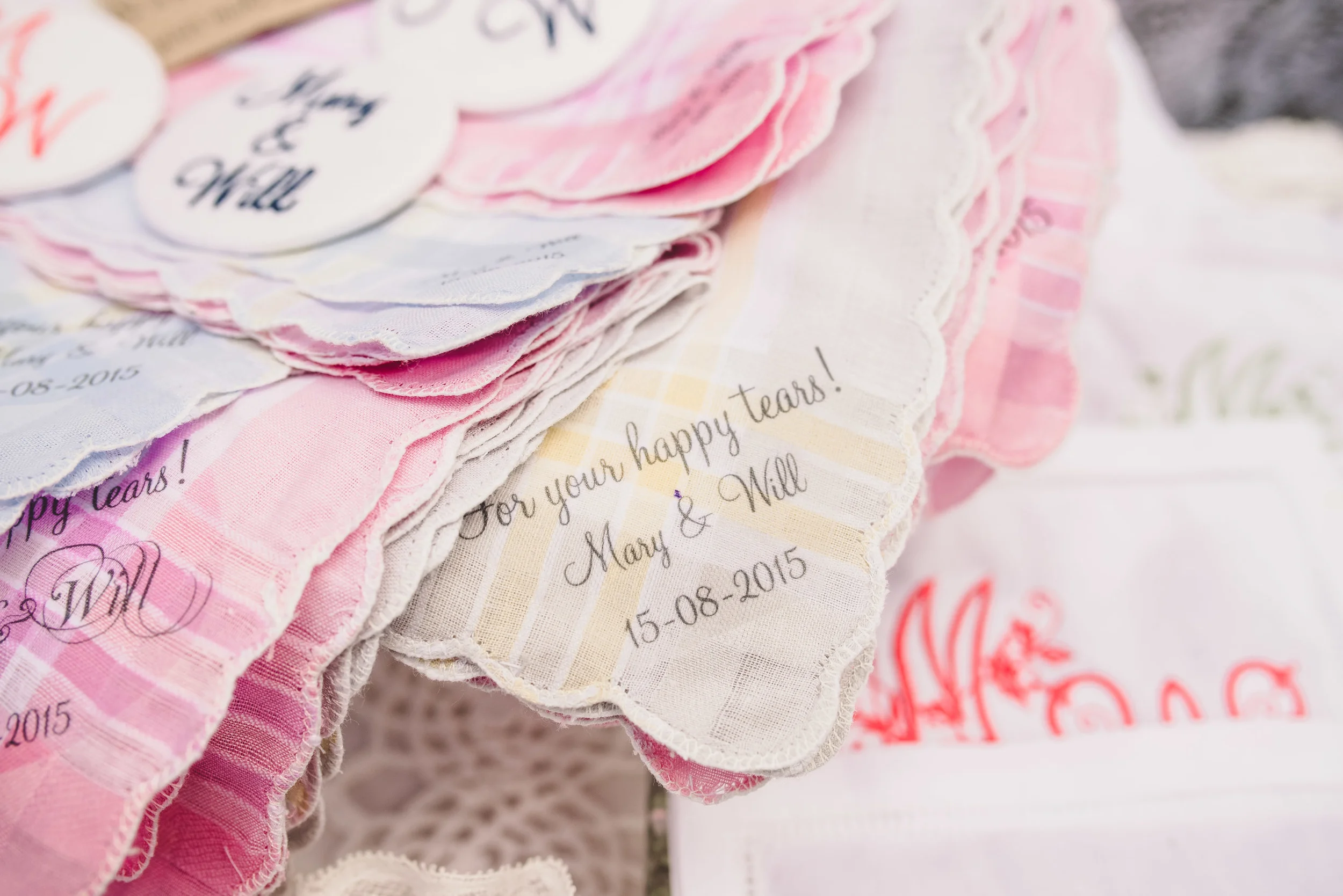 Hand finished Handkerchiefs by: Extra special Touch Photo Credit: Becky Ryan Photography
