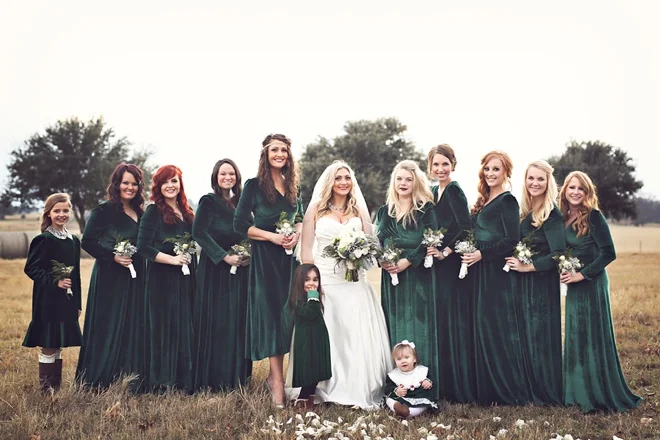 Bridesmaids in OASAP Pleuche Dress