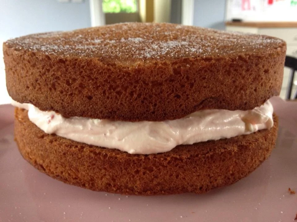 Victoria sponge with homemade strawberry jam & whipped cream
