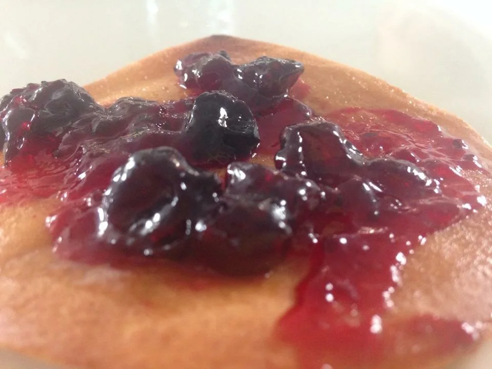 Blackcurrant jam is delicious on pancakes!