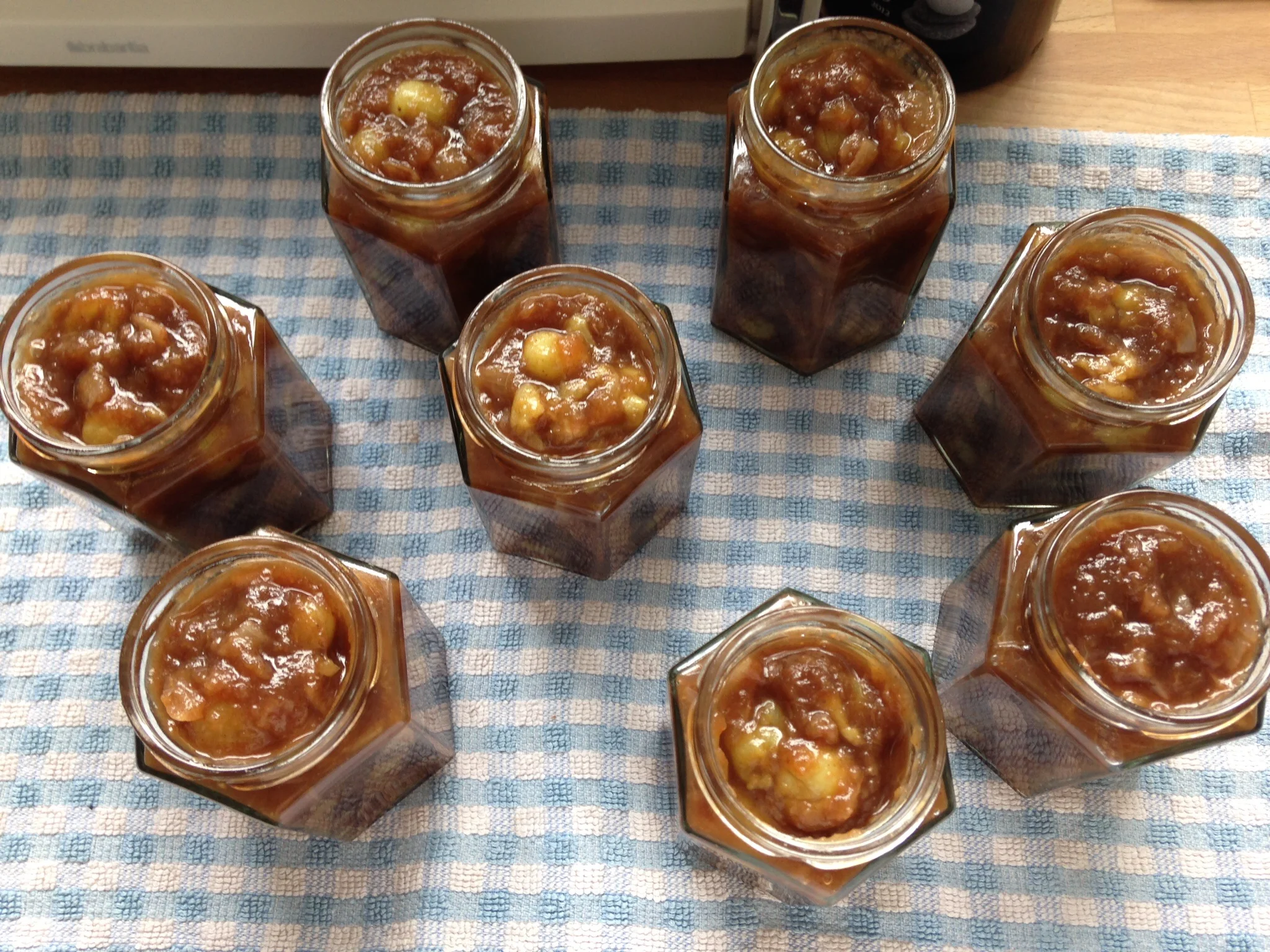 Homemade Brandied Apple & grape chutney. Perfect with cold meat, cheese & sausage rolls.