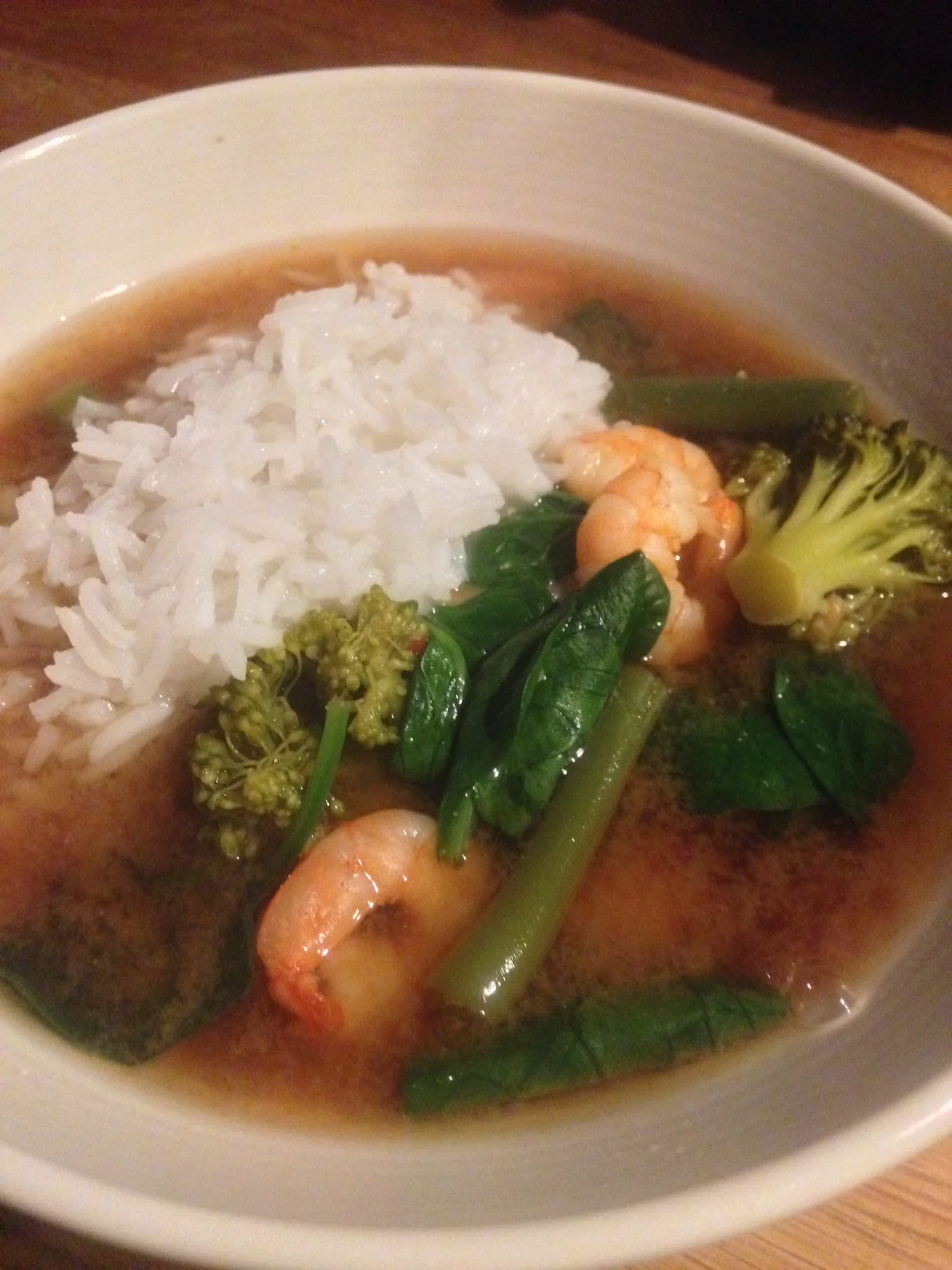 Asian-style broth with rice.