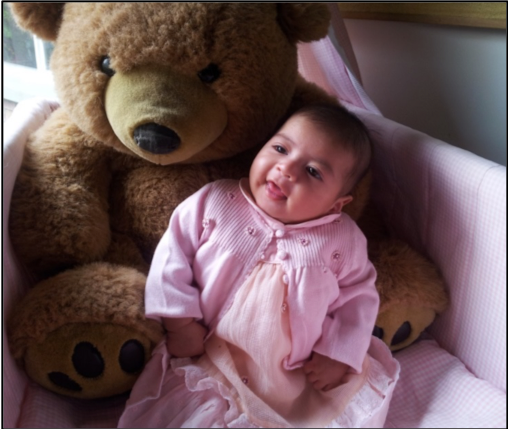 Our first picture of Genevieve, circa July 2014