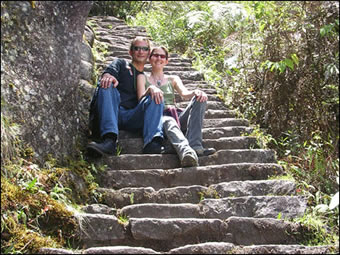 Joseph, with wife and business partner Nicole Salotti, hiking to the Temple of the Moon Machu Picchu, Peru - October 2005