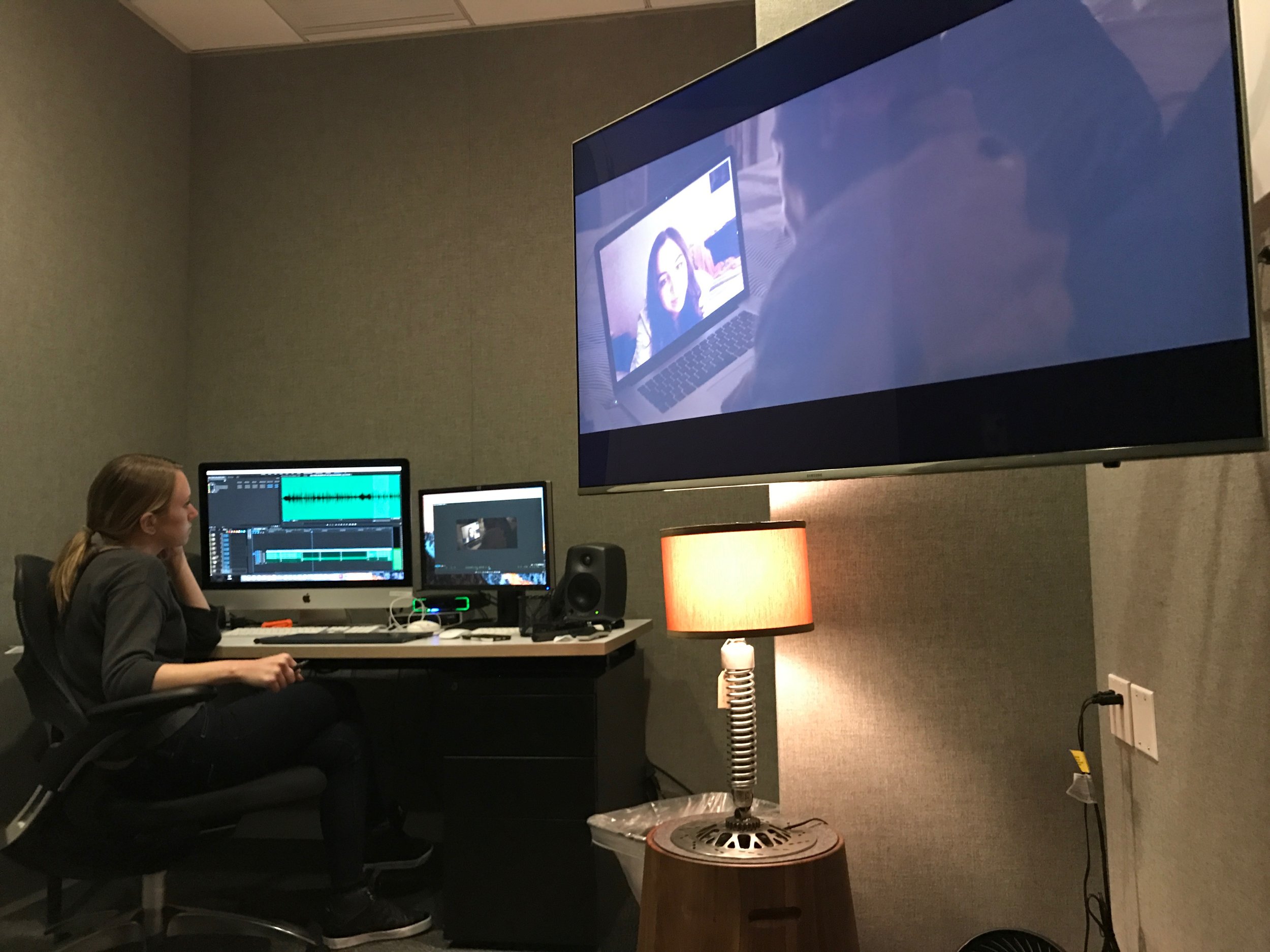 Screening rushes with editor Amy Adair