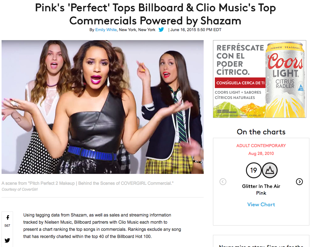 'Perfect' Tops Billboard & Clio Music's Top Commercials