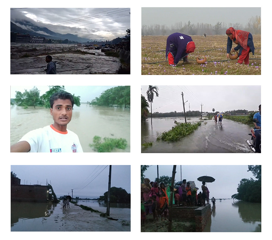 Creative Commons footage from public media and found footage from locals showing the effects on the ground.