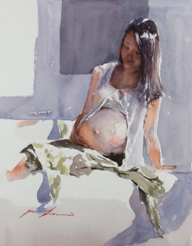 The painting of my wife when she was 8 month pregnant.