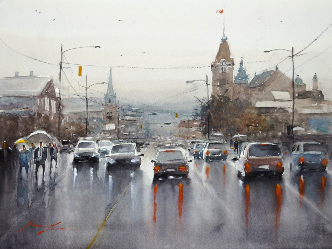 Rainy Day in Vancouver, 12X16