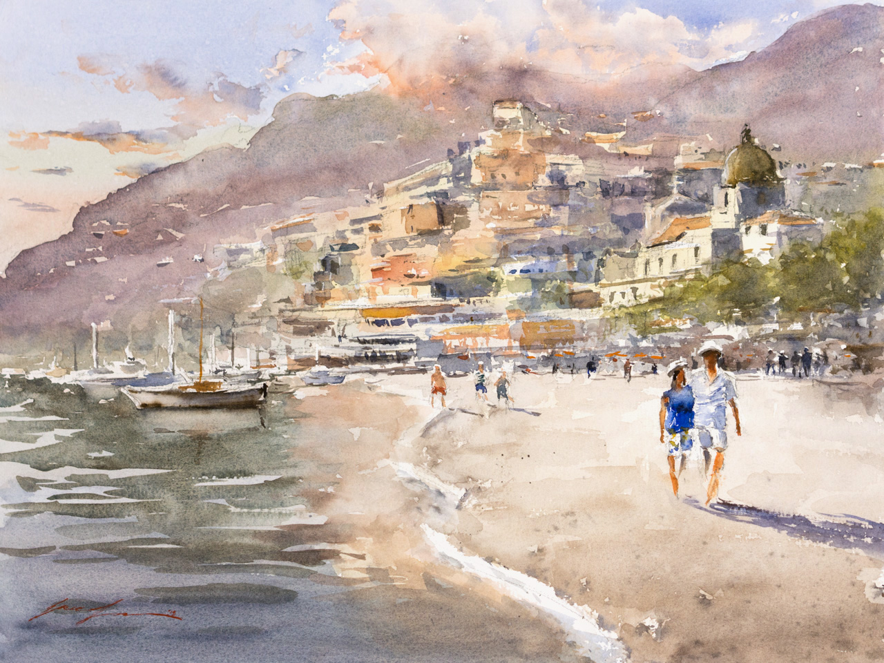 Positano, Italy - 12x16 commission peice