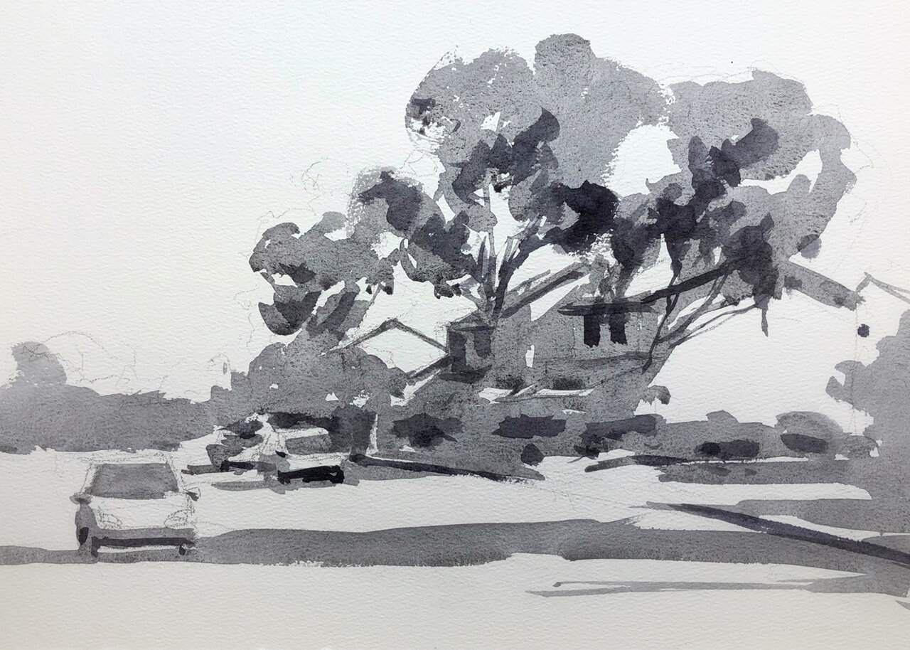 Value Study for Watercolor Lesson from Andy Evansen — Café Watercolor