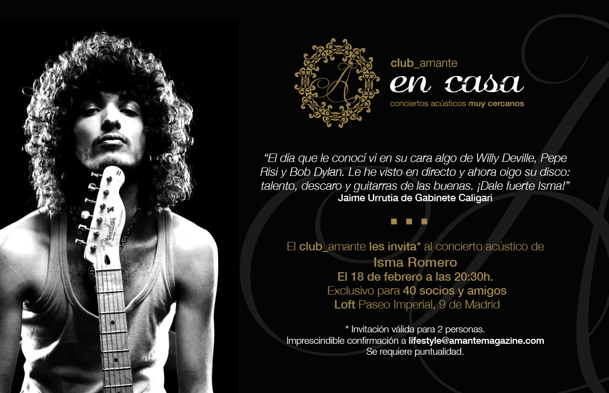 El 18 de febrero concierto acústico en nuestro loft para socios del club_ amante. 