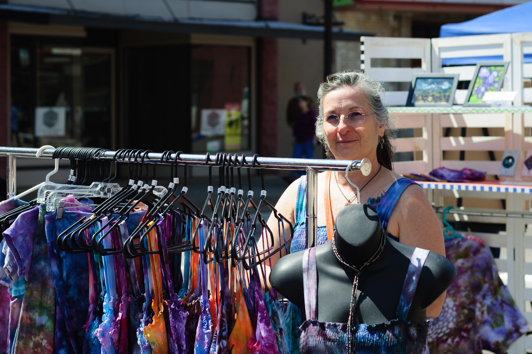 Among the rows of vendors was Cat Adair selling her garments. Her genuine enthusiasm for people beamed as she welcomed you.